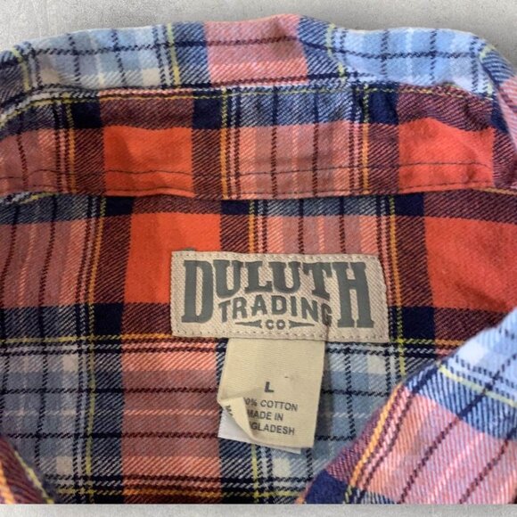Duluth Trading Flannel Shirt Men’s Size Large Cotton Red Plaid Outdoor Casual - Picture 2 of 5